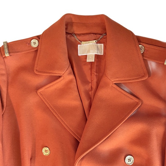 Michael Kors Wool Jacket Women size XL -Terracotta with Gold Buttons - Picture 4 of 10